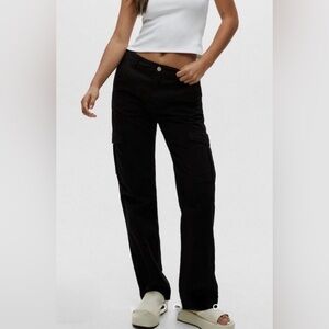 Pull&Bear Straight Fit Black Cargo Pants Size 8